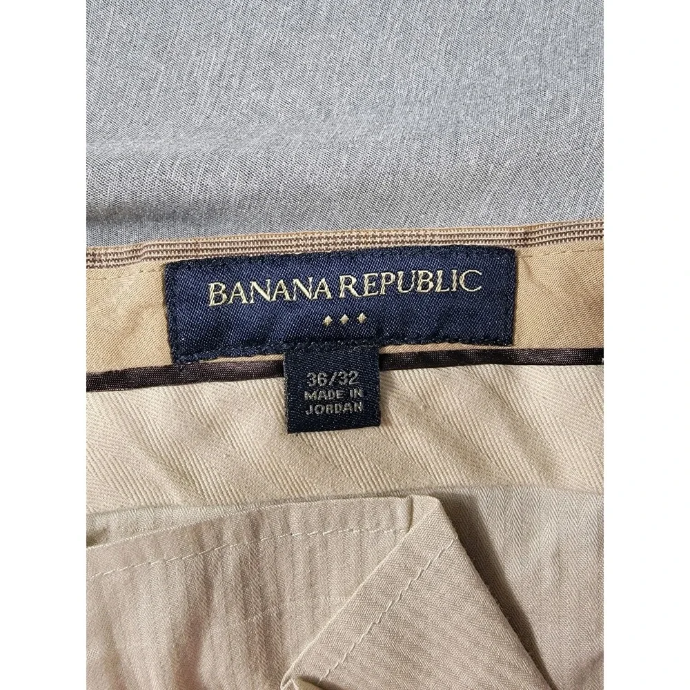 Banana Republic Slack Trouser Pants Mens 36x30 Tan Brown Houndstooth Check Plaid